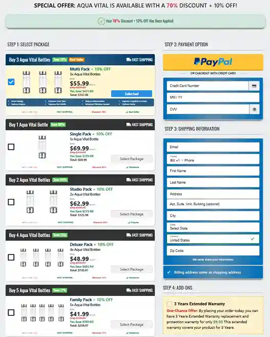 Aqua Vital Order Page